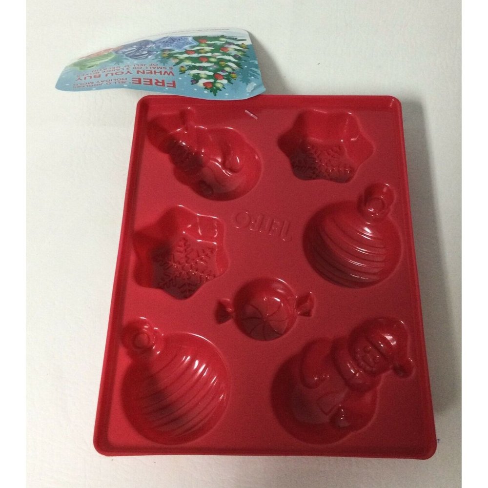 Christmas Jello Jigglers Mold Plastic Gelatin Holiday Red New